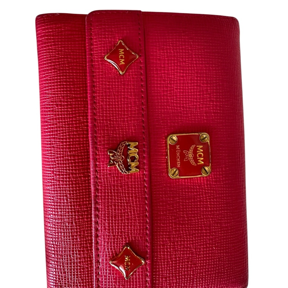 MCM dark pink Wallet with Gold Accents